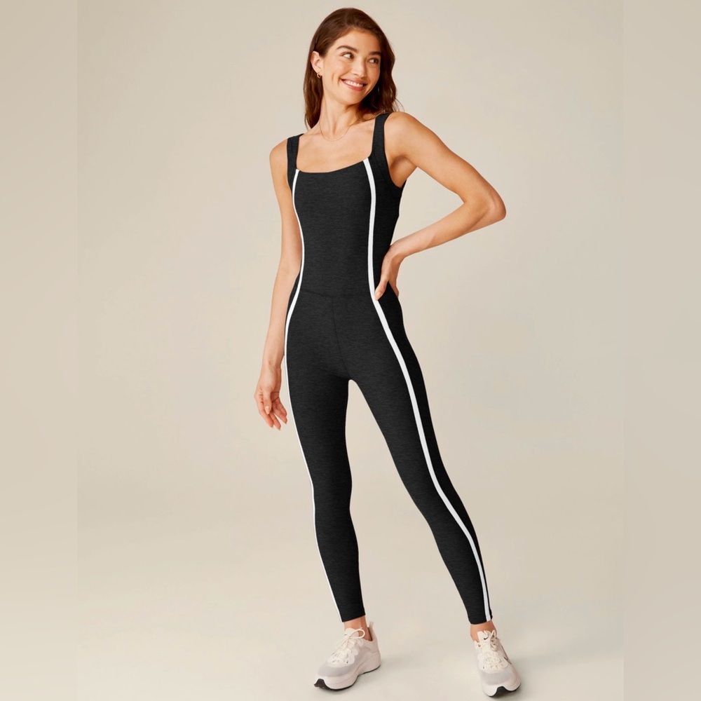 Beyond Yoga Black Jumpsuit with White Accents Size L